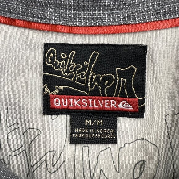 Quiksilver Men's Shirt Casual Relax, Button-Up, Short Sleeve, Gray Silver Size M - Picture 5 of 12